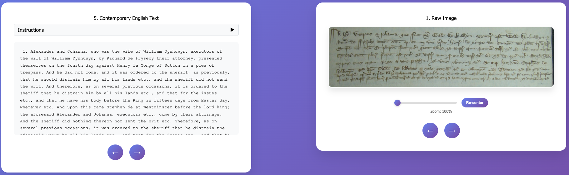 Contemporary English button interface